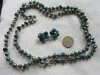 18.  Schitterende oude ketting+clipoorbellen,  120 cm, Sieraden, Tassen en Uiterlijk, Antieke sieraden, Ophalen