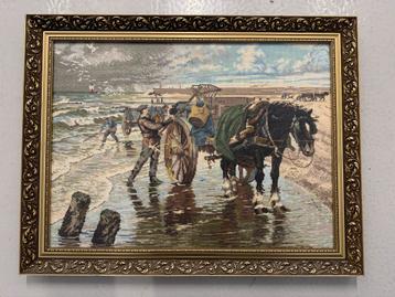 Geborduurd Schilderij - De Schelpenvisser beschikbaar voor biedingen