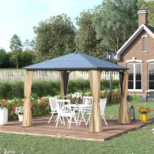 Outsunny Tuinpaviljoen 2,94x2,94  met polycarbonaat dak en m, Tuin en Terras, Partytenten, Nieuw, Paviljoen, Minder dan 5 meter
