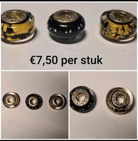 Silverado murano glasbedel 3 stuks €17,50, Sieraden, Tassen en Uiterlijk, Bedels, Zo goed als nieuw, Overige merken, Zilver, 2 of 3 bedels