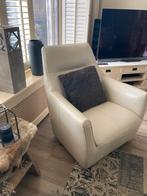 Room witte  leren draai fauteuil te koop, Ophalen, Gebruikt, 75 tot 100 cm