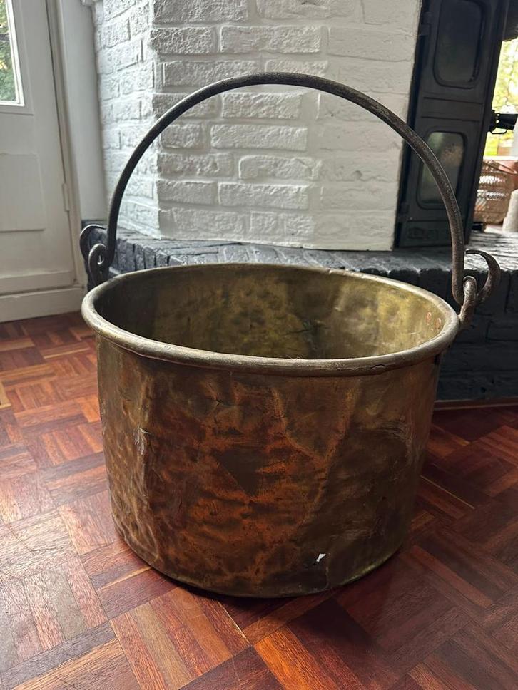 Antieke Koperen Ketel & Openhaard Set, Huis en Inrichting, Haarden, Gebruikt, Overige soorten, Ophalen