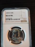 Franklin Half dollar 1959 D FBL NGC MS64, Postzegels en Munten, Munten | Amerika, Ophalen of Verzenden, Noord-Amerika