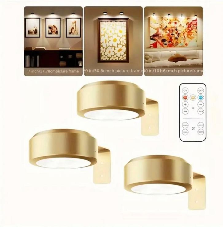 Luxe LED Wandspots 3-delig oplaadbaar Goud & Zwart, Huis en Inrichting, Lampen | Wandlampen, Ophalen of Verzenden