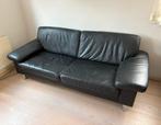 Zwart, lederen bankstel, Huis en Inrichting, Banken | Bankstellen, Ophalen, Gebruikt, 75 tot 100 cm