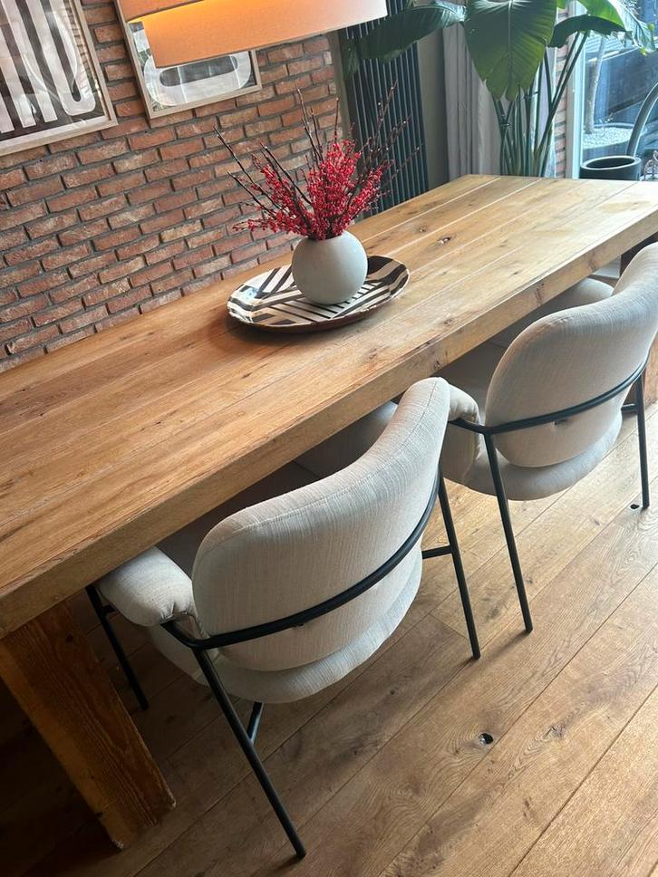 Eettafelstoelen, eetkamerstoelen, fauteuils, Huis en Inrichting, Stoelen, Zo goed als nieuw, Twee, Metaal, Stof, Overige kleuren