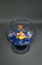 Blauwe Sierschaal met Led kaarsje, Verzenden, Zo goed als nieuw
