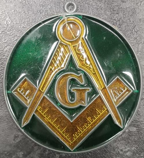 vrijmetselaar glas in lood, Antiek en Kunst, Antiek | Glas en Kristal, Ophalen of Verzenden