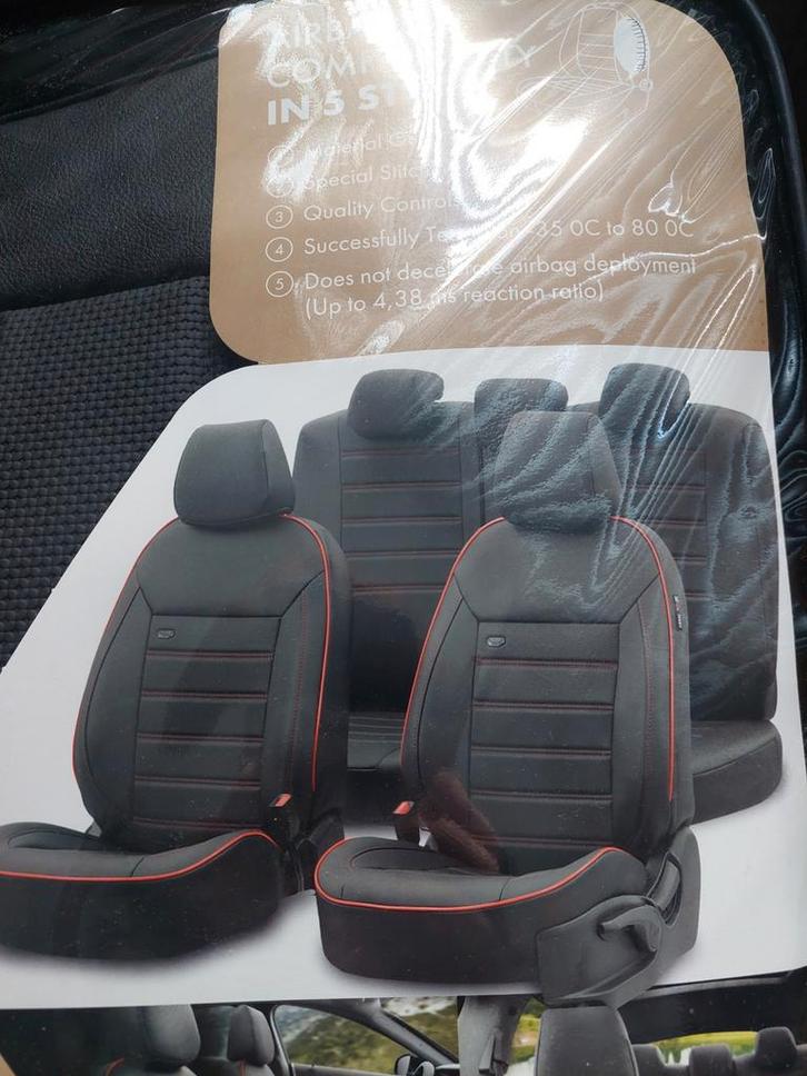 Universele Volleder Stoelhoezenset 'Premium' Zwart., Auto diversen, Autohoezen, Nieuw, Universeel, Ophalen