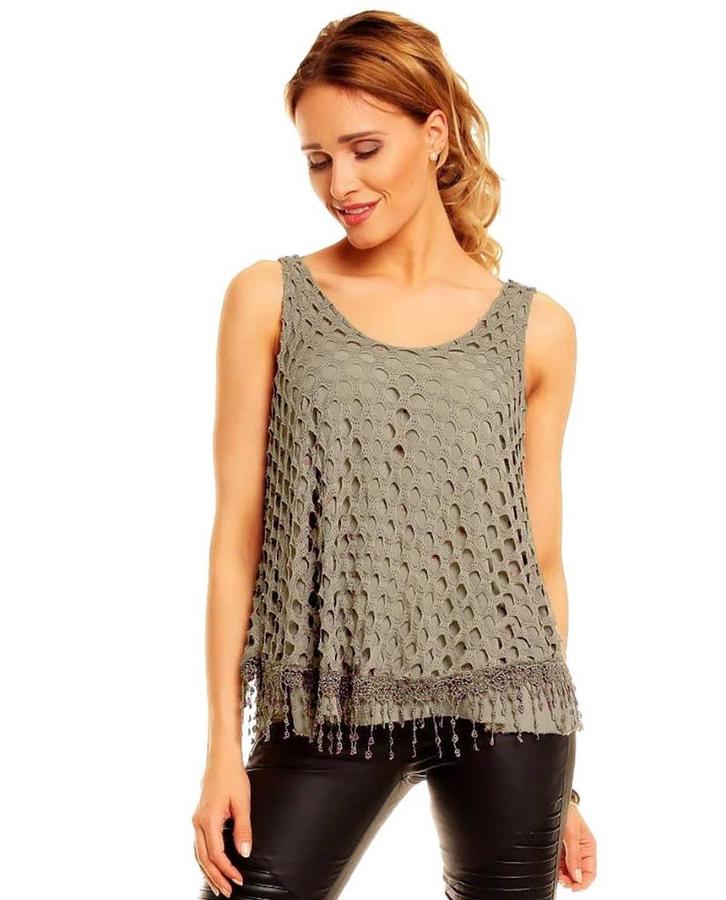 Dubbellaags top, Kleur: bruin, 1 maat (36/40) (nieuw), Kleding | Dames, Tops, Nieuw, Maat 38/40 (M), Bruin, Zonder mouw, Ophalen of Verzenden