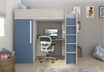 Studio 1803 hoogslaper met bureau en kast - 90x200 - Blauw/c, Niet ingevuld, Niet ingevuld, Niet ingevuld