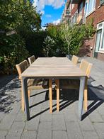Houten tuintafel met 4 stoelen, Tuin en Terras, Tuintafels, Ophalen, Gebruikt, Rechthoekig, Hout