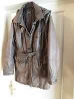 Leren halflang winterjas m.44 met afneembare capuchon, Bruin, Maat 42/44 (L), Ophalen of Verzenden, Zo goed als nieuw