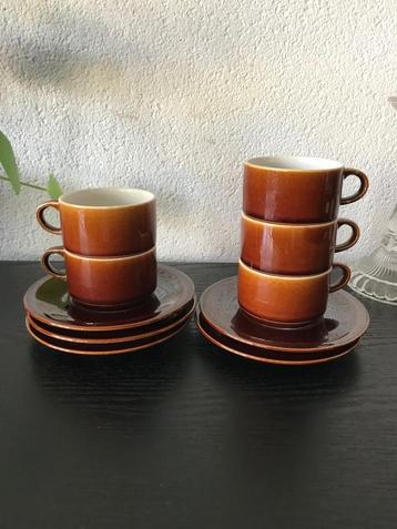 Vintage set espresso kopjes bruin 