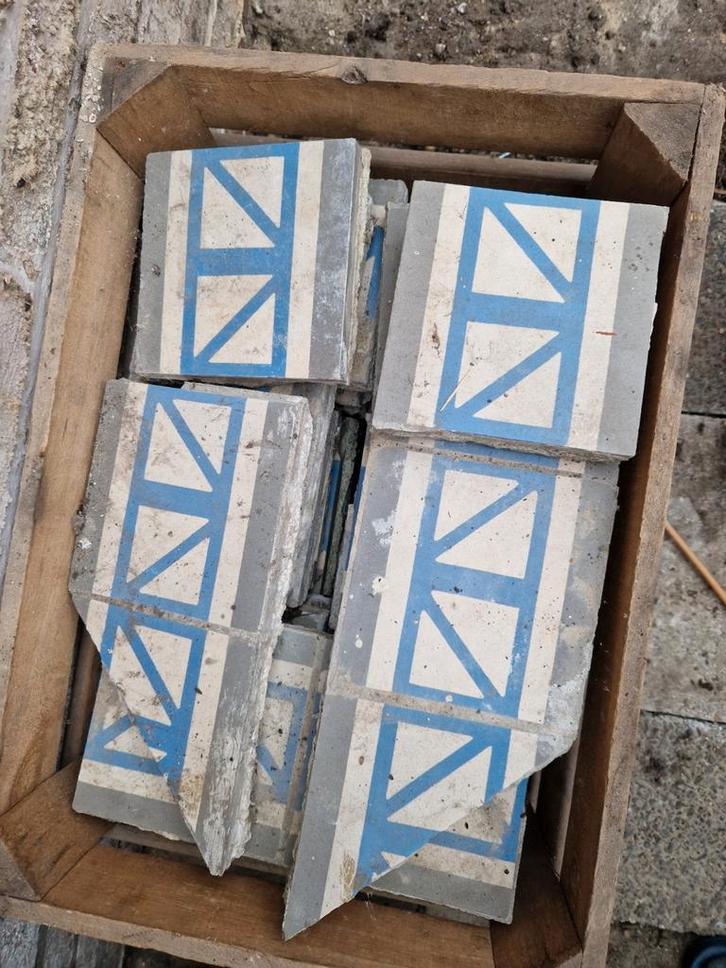 Authentieke jaren 30 tegels, Doe-het-zelf en Verbouw, Tegels, Gebruikt, Wandtegels, Overige materialen, Minder dan 20 cm, Minder dan 20 cm