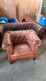 Vintage lederen Chesterfield set, Antiek en Kunst, Antiek | Meubels | Stoelen en Banken, Ophalen