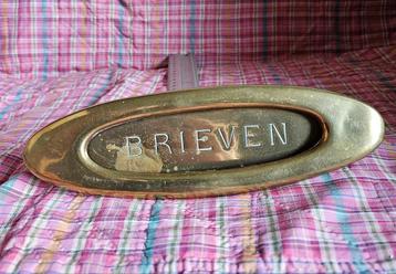 Antieke messing brievenbusklep ovaal model ca. 1930 - 1950 beschikbaar voor biedingen