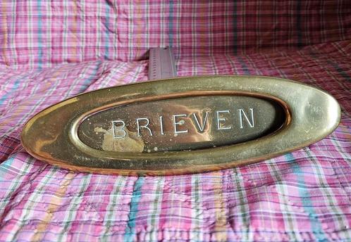 Antieke messing brievenbusklep ovaal model ca. 1930 - 1950, Antiek en Kunst, Antiek | Koper en Brons, Ophalen of Verzenden