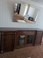 Hoogglans noten dressoir met spiegel, Ophalen, Gebruikt, 75 cm of meer, Vintage