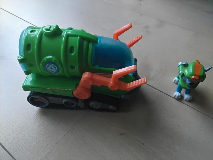 Paw Patrol Rocky transforming Sea Patrol voertuig + Figuur, Kinderen en Baby's, Speelgoed | Overig, Zo goed als nieuw, Jongen of Meisje