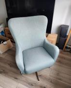 Draaifauteuil, blauw/grijs, stof, luxe, RVS poten, 75 tot 100 cm, Ophalen of Verzenden, 75 tot 100 cm, Stof