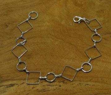 metalen armband vierkante en ronde schakels nikkelkleur beschikbaar voor biedingen