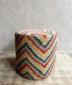 Vintage poef rond print gekleurd stof, Ophalen, Minder dan 50 cm, 125 cm of meer, -
