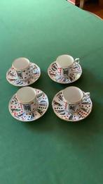 4 Speelkaart/bridge koffiekopjes, gaaf, porcelein, Ophalen