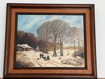 Sfeervol winters landschap – origineel schilderij beschikbaar voor biedingen