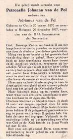 Pol Petronella 1870 Goirle 1957 Helmond, Verzamelen, Ophalen of Verzenden, Bidprentje