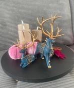 Twee mooie herten - blauw - goud - kerst - decoratie, Ophalen of Verzenden, Nieuw, Binnen