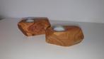 Stoere wacinelixhthouder van teak hout - handgemaakt, Ophalen of Verzenden, Zo goed als nieuw, Hout, Minder dan 25 cm