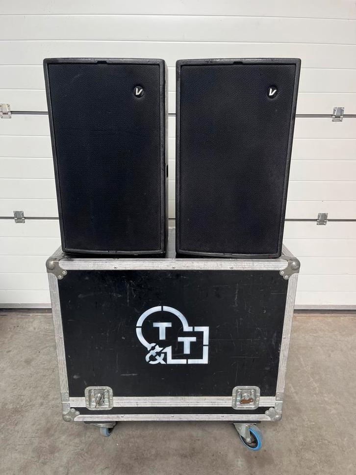 2x Verity MPS12 Topkast incl Flightcase, Audio, Tv en Foto, Luidsprekers, Gebruikt, Front, Rear of Stereo speakers, 120 watt of meer