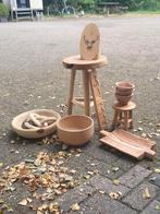 (Teak) houten Set - Krukje, Schalen, accessoires, Ophalen, Rond, Hout