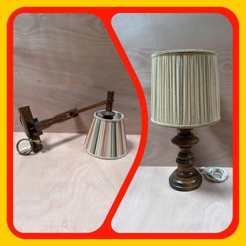 211. Twee Vintage Lampen Eiken Hout beschikbaar voor biedingen