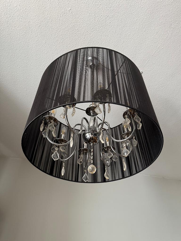 Kroonluchter - 8 armen - zwart, Huis en Inrichting, Lampen | Kroonluchters, Ophalen, Zo goed als nieuw, Klassiek