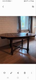 Oude ovale tafel met gedraaide poten met tussen blad, Huis en Inrichting, Tafels | Eettafels, Antiek, Gebruikt, 100 tot 150 cm