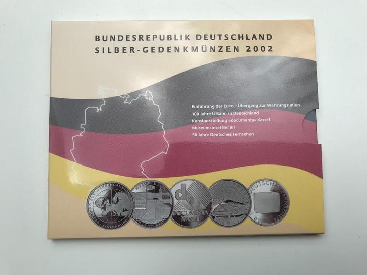 Duitsland Herdenkingsmunten 2002 5x 10 Euro Zilver, Postzegels en Munten, Munten | Europa | Euromunten, Setje, Overige waardes