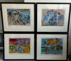 Corneille zeefdruk vierluik ‘De Promenade’, Antiek en Kunst, Ophalen of Verzenden