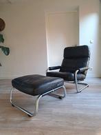 Gelderland Oberman Jan des Bouvrie (incl. Hocker), Huis en Inrichting, Stoelen, Gebruikt, Zwart, Sixties, Leer