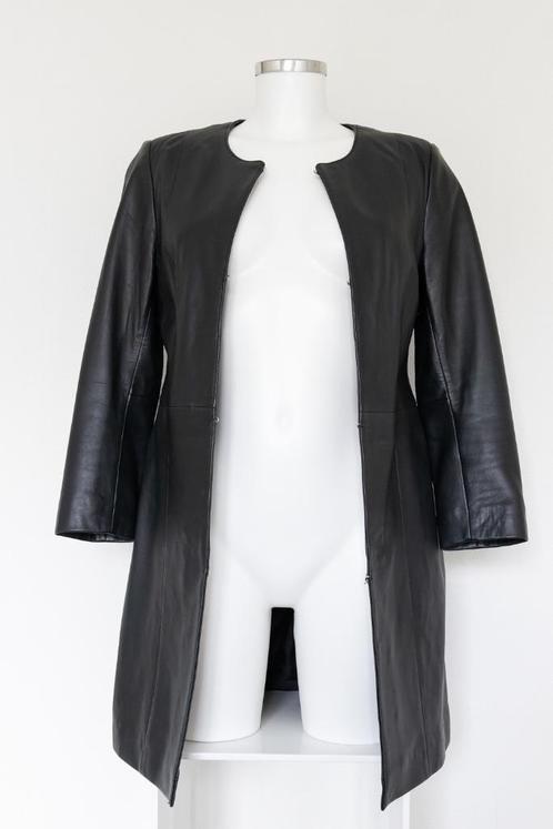 IBANA zwarte leren blazer / jasje maat 36 NIEUWSTAAT, Kleding | Dames, Jasjes, Kostuums en Pakken, Zo goed als nieuw, Jasje, Maat 36 (S)