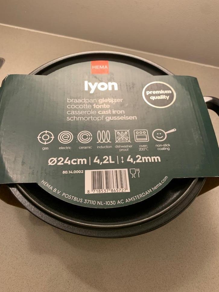 braadpan Lyon gietijzer Hema, Huis en Inrichting, Keuken | Potten en Pannen, Nieuw, Koekenpan of Braadpan, Gietijzer, Inductieplaat