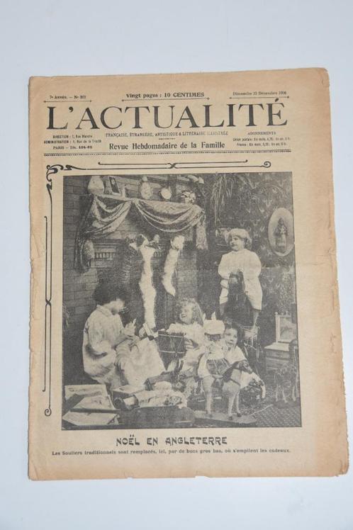 Antieke Krant Weekblad L'Actualité Kerst in Engeland 1906, Verzamelen, Tijdschriften, Kranten en Knipsels, Krant, Buitenland, Voor 1920