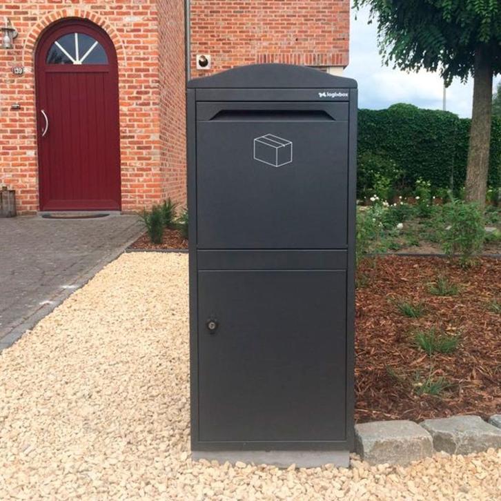 Pakket Brievenbus Frontbox-1.0 mm dik staal-Hoge kwaliteit, Tuin en Terras, Brievenbussen, Zo goed als nieuw, Staande brievenbus