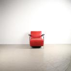 1x Leolux Scylla Fauteuil Rood Leer – Chroom, Niet ingevuld, Gebruikt, Niet ingevuld, 75 tot 100 cm
