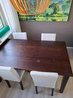 Massief houten eettafel & vier stoelen, Huis en Inrichting, Tafels | Eettafels, Ophalen, Gebruikt, 50 tot 100 cm, 150 tot 200 cm