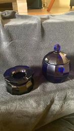 Moser kobaltblauw dekselpot en asbak. Hoffmann, Ophalen of Verzenden