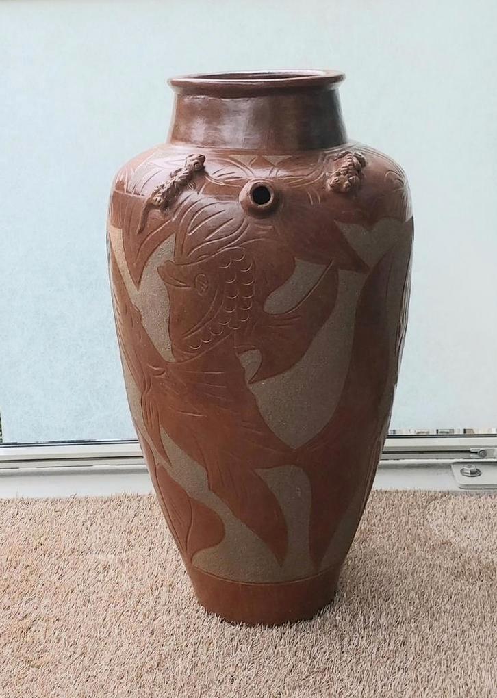 Indonesische grote keramiek vaas c 1990., Huis en Inrichting, Woonaccessoires | Vazen, Zo goed als nieuw, Overige kleuren, 75 cm of meer