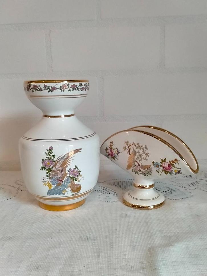 Griekse vaas en servettenhouder 24K verguld, handgemaakt, Antiek en Kunst, Curiosa en Brocante, Ophalen of Verzenden