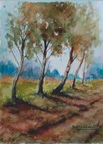 Aquarel.. 18 cm h x 13 cm b.
 ...Hub van Winkel ..., Antiek en Kunst, Kunst | Schilderijen | Klassiek, Ophalen of Verzenden